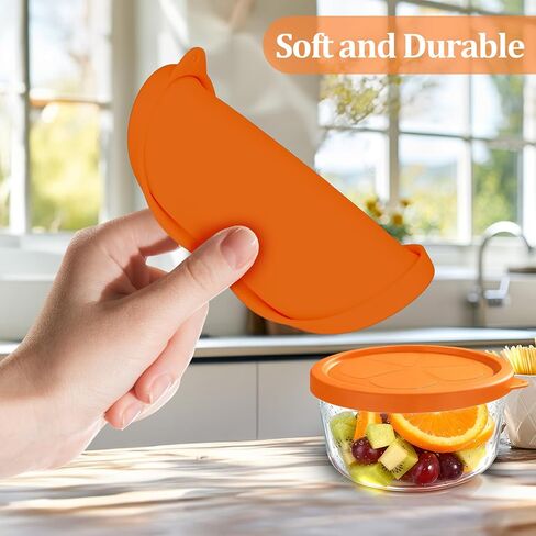 Replacement Silicone Lids for Pyrex, Anchor Hocking 4 Cup Glass Containers, Airtight 7201-PC/ZLID1905-AH Silicone Lids for 4 Cup Bowls, Dishwasher Safe Covers for Oven 2 Pack Orange in Saudi Arabia