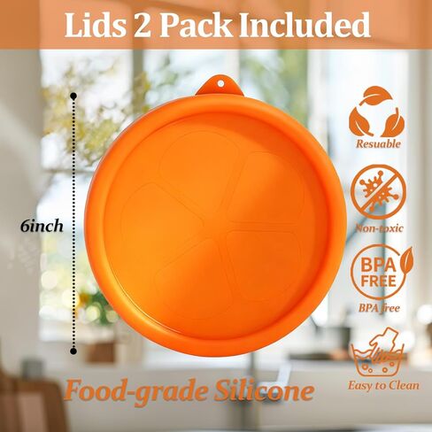 Replacement Silicone Lids for Pyrex, Anchor Hocking 4 Cup Glass Containers, Airtight 7201-PC/ZLID1905-AH Silicone Lids for 4 Cup Bowls, Dishwasher Safe Covers for Oven 2 Pack Orange in Saudi Arabia