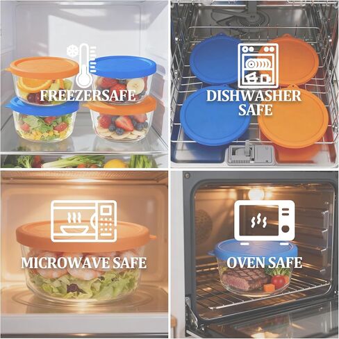 Replacement Silicone Lids for Pyrex, Anchor Hocking 4 Cup Glass Containers, Airtight 7201-PC/ZLID1905-AH Silicone Lids for 4 Cup Bowls, Dishwasher Safe Covers for Oven 2 Pack Orange in Saudi Arabia