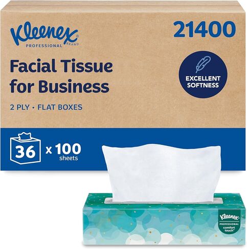 Kleenex Professional Facial Tissue ، Bulk (13216) ، تنسيق محاصر مسطح ، مصمم للأعمال (100 أنسجة/صندوق ، 60 صندوقًا ، 6000 ورقة/حالة) in Saudi Arabia