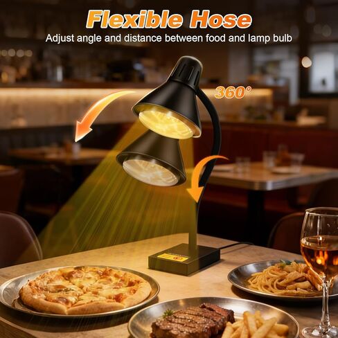 Heat Lamp for Food, Commercial Food Warmer 250W Bulb Stainless Steel Catering Food Warming Lamp Portable Electric Food Warmer for Food Service Restaurant Buffet Kitchen (Black) in Saudi Arabia