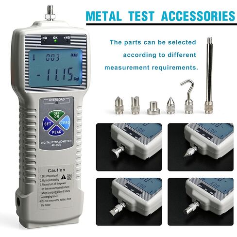 ZP-500N Digital Force Gauge Push Pull Gauge with Data Output Function (no RS232 Cable) 500N 50kgf 110lbf High Precision for Tension Compression Destructive Tests, Backlit LCD Display, Rechargeable in Saudi Arabia