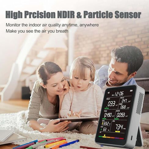 Professional Indoor Air Quality Monitor with AQI Alerts, Portable Real-Time Detector for Home, Car, Plants & Pet in Kuwait