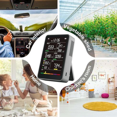 Professional Indoor Air Quality Monitor with AQI Alerts, Portable Real-Time Detector for Home, Car, Plants & Pet in Kuwait