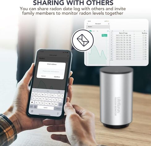 Life Basis Radon Detector for Home Basement, Smart Radon Monitor Fast Capture of Fluctuating Levels, Radon Tester Short & Long-Term Monitoring with Notifications - Connected Mobile App & WiFi in Kuwait