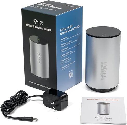 Life Basis Radon Detector for Home Basement, Smart Radon Monitor Fast Capture of Fluctuating Levels, Radon Tester Short & Long-Term Monitoring with Notifications - Connected Mobile App & WiFi in Kuwait