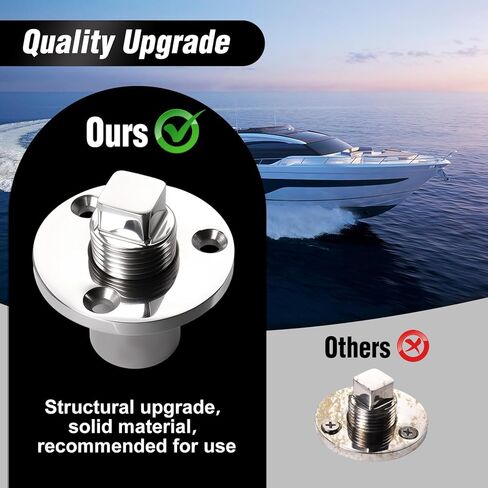 SPEEDWOX Stainless Steel Boat Drain Plug Kit Marine-Grade Garboard Thru-Hull Drain Plug Threaded Transom Plug Kayak Drain Plug Aluminum Boat Drain Plug Kit Grade Garboard Thru-Hull Drain Plug in Saudi Arabia