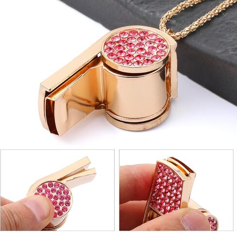 Metal Rhinestone Lanyard Whistle Gold Bling Whistle, Sparkling Crystal Rhinestone Whistle with Chain Lanyard for Coach, Referee, Basketball, Teachers in Saudi Arabia