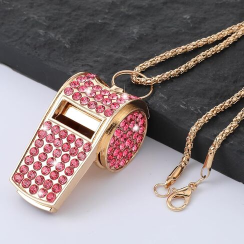 Metal Rhinestone Lanyard Whistle Gold Bling Whistle, Sparkling Crystal Rhinestone Whistle with Chain Lanyard for Coach, Referee, Basketball, Teachers in Saudi Arabia