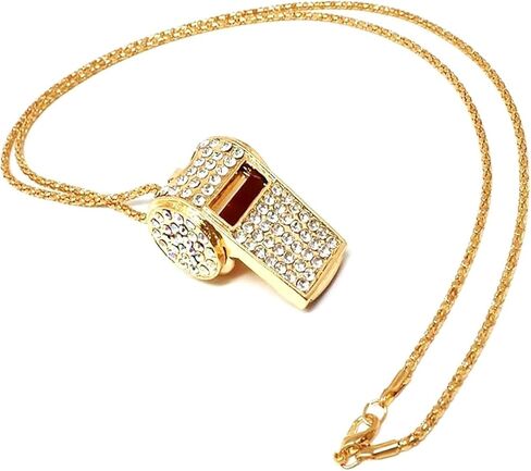 Gold Bling Whistle, Metal Crystal Rhinestone Whistle, Shining Whistle with Chain for Decoration, Stylish Whistle for Coaches, Referees,Teacher, Cheerleading (Gold) in Saudi Arabia