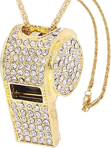 Gold Bling Whistle, Metal Crystal Rhinestone Whistle, Shining Whistle with Chain for Decoration, Stylish Whistle for Coaches, Referees,Teacher, Cheerleading (Gold) in Saudi Arabia
