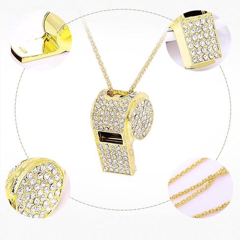 Gold Bling Whistle, Metal Crystal Rhinestone Whistle, Shining Whistle with Chain for Decoration, Stylish Whistle for Coaches, Referees,Teacher, Cheerleading (Gold) in Saudi Arabia