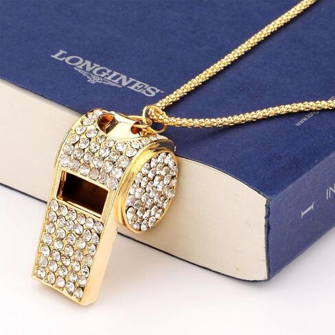 Gold Bling Whistle, Metal Crystal Rhinestone Whistle, Shining Whistle with Chain for Decoration, Stylish Whistle for Coaches, Referees,Teacher, Cheerleading (Gold) in Saudi Arabia