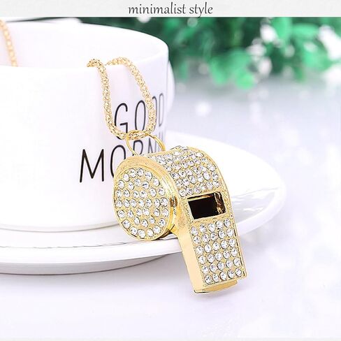 Gold Bling Whistle, Metal Crystal Rhinestone Whistle, Shining Whistle with Chain for Decoration, Stylish Whistle for Coaches, Referees,Teacher, Cheerleading (Gold) in Saudi Arabia