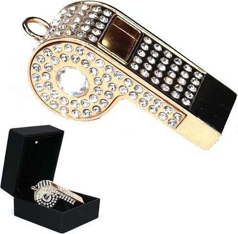 Bling Whistle, Crystal Rhinestone Necklace, Whistles Loud Crisp Sound Sports Whistle with Chain Lanyard for Teacher Referee Official Lifeguard Basketball Training in Kuwait
