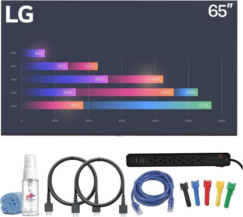 LG 65UM340E 65" UHD 4K Commercial TV | 3840×2160 Resolution, Commercial-Grade Panel, Slim Bezel Design & 24/7 Operation | for Retail & Business Displays + 2X HDMI Cable + Cable Ties + More in Saudi Arabia