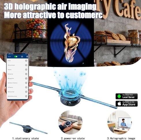 16.5-Inch 3D Hologram Fan, 232 Highlight LEDs, WiFi App Controlled Hologram Projector With Bluetooth Audio Sync And Remote, Portable 3D LED Fan Display For Storefront, Trade Shows, Events in Saudi Arabia