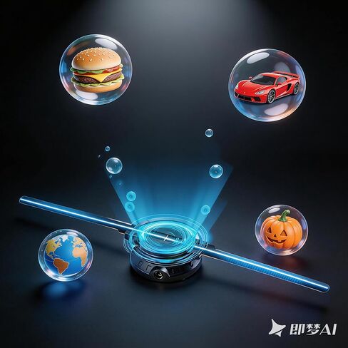 16.5-Inch 3D Hologram Fan, 232 Highlight LEDs, WiFi App Controlled Hologram Projector With Bluetooth Audio Sync And Remote, Portable 3D LED Fan Display For Storefront, Trade Shows, Events in Saudi Arabia