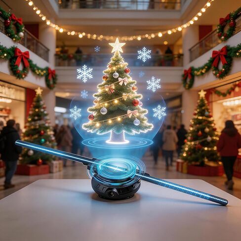 16.5-Inch 3D Hologram Fan, 232 Highlight LEDs, WiFi App Controlled Hologram Projector With Bluetooth Audio Sync And Remote, Portable 3D LED Fan Display For Storefront, Trade Shows, Events in Saudi Arabia
