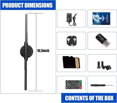 16.5-Inch 3D Hologram Fan, 232 Highlight LEDs, WiFi App Controlled Hologram Projector With Bluetooth Audio Sync And Remote, Portable 3D LED Fan Display For Storefront, Trade Shows, Events in Saudi Arabia