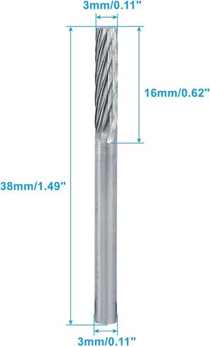5 Pcs Tungsten Carbide Cylindrical Rotary Files, 1/8" Shank Dia Single Cut Top Flat Rotary Burrs 3mm Cutting Edge Dia in Saudi Arabia