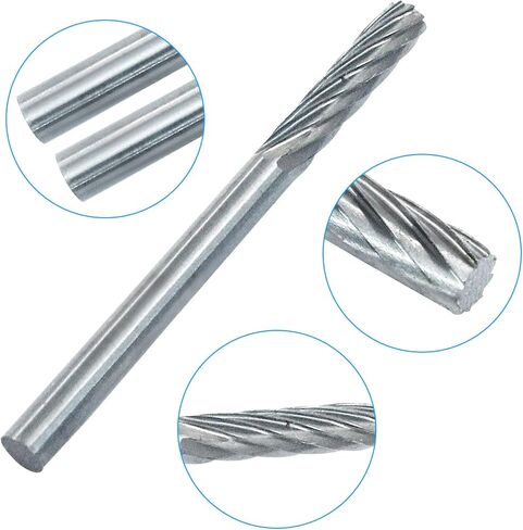 5 Pcs Tungsten Carbide Cylindrical Rotary Files, 1/8" Shank Dia Single Cut Top Flat Rotary Burrs 3mm Cutting Edge Dia in Saudi Arabia