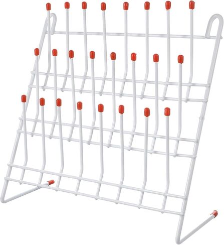 CALLARON Laboratory Beaker Drying Rack with 24-Position Metal Tube Holder, Plastic-Coated Test Tube Draining Rack for Science Lab Equipment and Glassware in Saudi Arabia