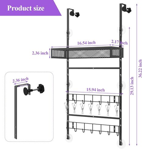 bukfen Adjustable Over the Door Hooks Organizer,Multi-Purpose Storage Organizer Over the Door Organizer with Shelf and Hooks,Hanging Door & Wall Mounted Coat Storage Rack for Bedroom,Bathroom,Kitchen in Saudi Arabia