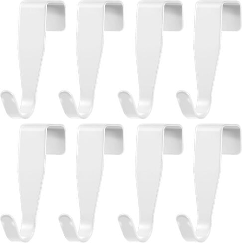 8 Pack Over Cabinet Door Hook, J-Shape No Drill Cabinet Hanger, Metal Single Storage Hook for Hanging Towels, Clothes, Bags, Cubicle, Kitchen, Bathroom Door Use in Saudi Arabia