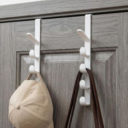 Over The Door Hooks, 5 Heavy Duty Door Hanger Hooks for Hanging Towel Rack for Bathroom Bedroom Dorm(White in Saudi Arabia
