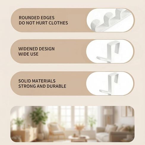 Over The Door Hooks, 5 Heavy Duty Door Hanger Hooks for Hanging Towel Rack for Bathroom Bedroom Dorm(White in Saudi Arabia