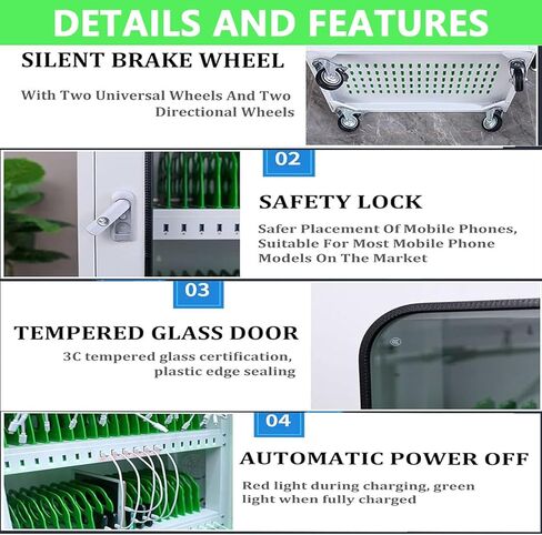 Rechargeable Mobile Phone Charging Cabinet, Portable Mobile Phone Storage Box, Aluminum Alloy Mobile Phone Cabinet, Mobile Phone Safe for Company Conference Room,50Slots in Saudi Arabia