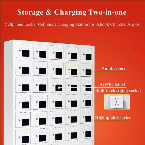 Rechargeable Mobile Phone Charging Cabinet, Aluminum Alloy Mobile Phone Cabinet, Portable Mobile Phone Storage Box, Mobile Phone Safe for Company Conference Room,12Slots in Saudi Arabia