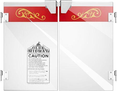 Olde Midway Popcorn Machine Door Replacement, Glass Doors for 12-Ounce Commercial Popcorn Machines - Red Design in Kuwait