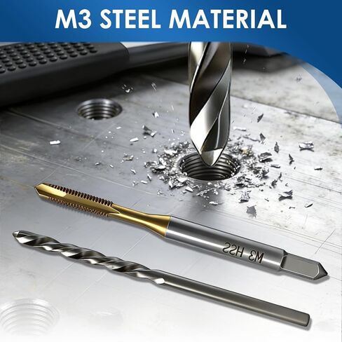 3 Pcs M3 x 0.5 Tap and Drill Bit Set, High Speed Steel Spiral Point Tap with 3 Pcs 2.5mm Drill Bit, Professional Metric Threading Tool Kit for Metalworking Automotive and DIY Projects in Saudi Arabia