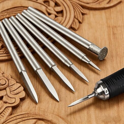 6Pcs 3mm Shank Wood Carving Drill Bits Set - Engraving/Grinding Kit for Dremel Rotary Tool, Fit Wood Crafts, Woodworking & Micro Sculpture in Kuwait