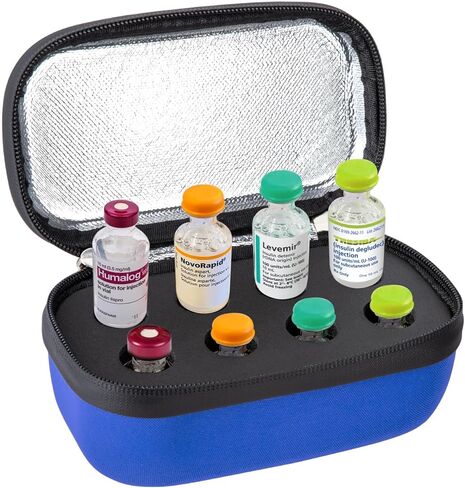 حامل قارورة الأنسولين-حالة قارورة الأنسولين تناسب قارورة U-100 القياسية 10ML ، وحالة قارورة الأنسولين ، وتخزين الثلاجة ، والعزل المحمول ، ومنظم حالة سفر مبرد الأنسولين ، 8 انفصال (أزرق) in Saudi Arabia