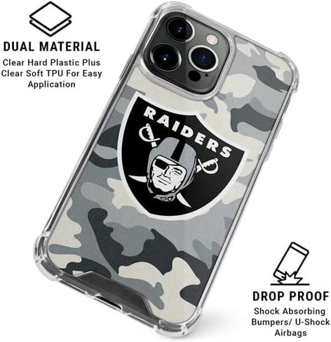 Skinit Clear Phone Case Compatible with iPhone 15 Pro Max - Officially Licensed NFL Las Vegas Raiders Camo Design in Saudi Arabia