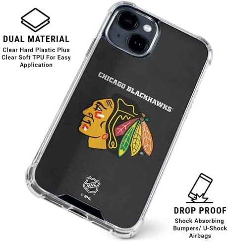حافظة هاتف Skinit الشفافة متوافقة مع iPhone 15 - تصميم مرخص رسميًا من NHL Chicago Blackhawks in Saudi Arabia