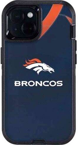 Skinit Decal Phone Skin Compatible with OtterBox Defender iPhone 15 - Officially Licensed NFL Denver Broncos Team Jersey Design in Saudi Arabia