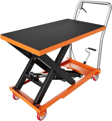 Hydraulic Lift Table Cart, 500 LBS Capacity 28.5 in Lifting Height, Manual Single Scissor Lift Table with Locking Wheels and Non-Slip Pad, Hydraulic Scissor Cart for Material Handling in Saudi Arabia