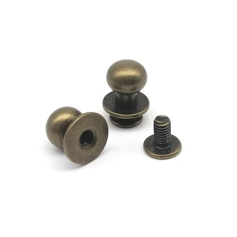 Zkensh-Bolts 10pcs Solid Brass Copper Round Ball Head Leather Craft Bag Purse Belt Screw Back Nail Rivet Screwback Nipple Stud Spot, Widely Used(Golden,Head Diameter 8mm) in Saudi Arabia