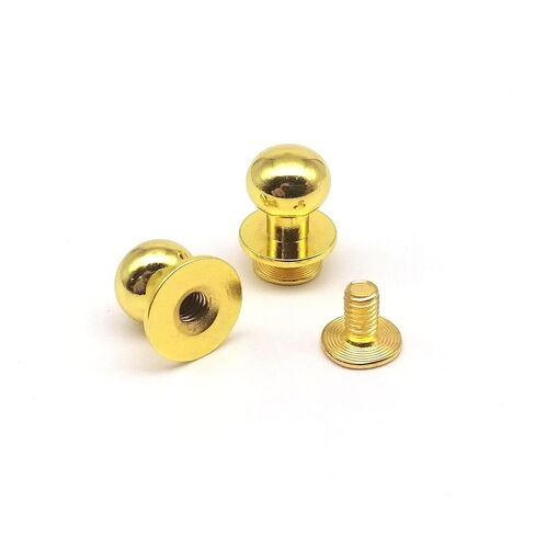 Zkensh-Bolts 10pcs Solid Brass Copper Round Ball Head Leather Craft Bag Purse Belt Screw Back Nail Rivet Screwback Nipple Stud Spot, Widely Used(Golden,Head Diameter 8mm) in Saudi Arabia