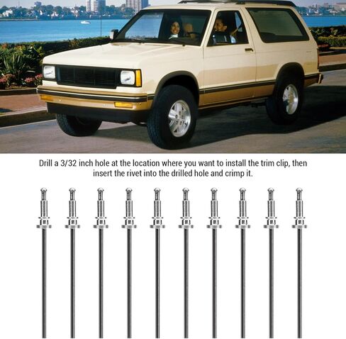 10 Piece Heavy Duty Metal Window Trim Fastener Stud Rivets Kit Universal Replacement for Car Door Panel Interior Trim Repair and Installation in Saudi Arabia
