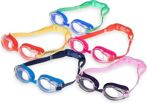 نظارات السباحة للأطفال Life Is Good (عبوة من 3 أو 5)، مع حماية ضد الضباب والأشعة فوق البنفسجية، نظارات سباحة مريحة وقابلة للتعديل لحمام السباحة in Kuwait