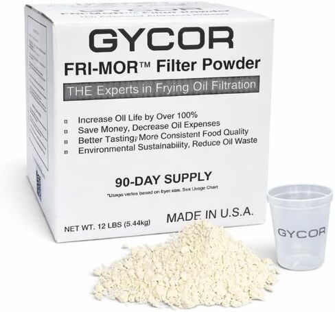 FRI-MOR™ Commercial Deep Fryer Oil Filter Powder – Oil Saver & Extender, 2X Oil-Life, 50% Cost Savings, Removes Odors & Burnt Flavors, For Restaurants & Food Trucks, 12 lb (90-Day Supply), Made in USA in Saudi Arabia