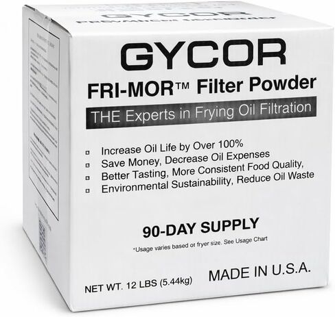 FRI-MOR™ Commercial Deep Fryer Oil Filter Powder – Oil Saver & Extender, 2X Oil-Life, 50% Cost Savings, Removes Odors & Burnt Flavors, For Restaurants & Food Trucks, 12 lb (90-Day Supply), Made in USA in Saudi Arabia