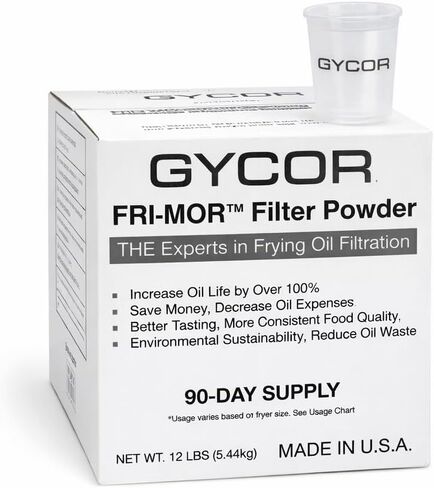FRI-MOR™ Commercial Deep Fryer Oil Filter Powder – Oil Saver & Extender, 2X Oil-Life, 50% Cost Savings, Removes Odors & Burnt Flavors, For Restaurants & Food Trucks, 12 lb (90-Day Supply), Made in USA in Saudi Arabia