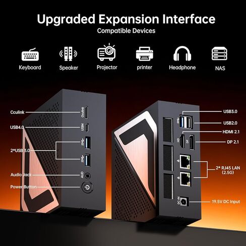 Thdeukoty AI Mini PC ، AMD Ryzen 9 7940HS 8C/14T حتى 5.2 جيجا هرتز ، Windows Computer Windows 11 Pro (TPM2.0) ، 64G DDR5 5600MHz RAM/1T NVME M.2 SSD/HDMI/TYPE-C/WIVI in Kuwait