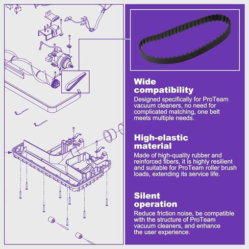 104217 Vacuum Cleaner Drive Belt Replacement for ProTeam Fits for ProForce 1500 1500XP 15XP 1200XP HEPA and 1500XP HEPA Upright in Kuwait